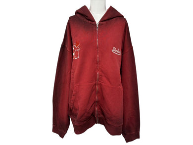 新品未使用 SLOWBUCKS スローバックス ジップアップフーディー パーカー サイズXL レッド グラデーション 刺繍 中古 4b009445