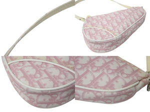 ChristianDior クリスチャンディオール サドルポーチ ワンショルダーバッグ トロッター ピンク 美品 中古 4b000955