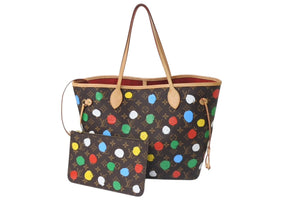 極美品 LOUIS VUITTON ルイヴィトン LV×YK ネヴァーフルＭＭ M46381 草間彌生 モノグラム ブラウン 中古 4b000965