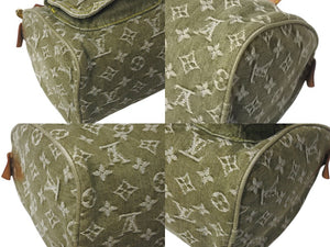 極美品 LOUIS VUITTON ルイヴィトン ネオスピーディ ハンドバッグ M95215 モノグラムデニム カーキ ゴールド金具 中古 4b000966