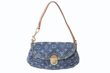 Load image into Gallery viewer, LOUIS VUITTON ルイヴィトン ミニプリーティ ハンドバッグ M95050 モノグラムデニム レザー ブルー 美品 中古 4b000967