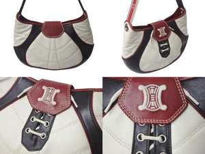 CELINE セリーヌ ワンショルダーバッグ 149133CDM 2002年記念モデル 日韓W杯 レザー ホワイト ブラウン レッド シルバー金具 美品 中古 4b000972