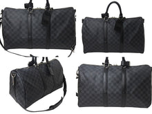 Load image into Gallery viewer, 極美品 LOUISVUITTON ルイヴィトン キーポルバンドリエール45 ボストンバッグ N41418 ダミエグラフィット ブラック 中古 4b000973