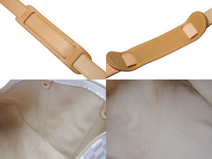 極美品 LOUIS VUITTON ルイヴィトン ダミエ アズール キーポル55 ボストンバッグ N41429 PVC ヌメ革 ホワイト ブラウン 中古 4b000974