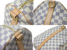 Load image into Gallery viewer, 極美品 LOUIS VUITTON ルイヴィトン ダミエ アズール キーポル55 ボストンバッグ N41429 PVC ヌメ革 ホワイト ブラウン 中古 4b000974