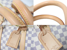 Load image into Gallery viewer, 極美品 LOUIS VUITTON ルイヴィトン ダミエ アズール キーポル55 ボストンバッグ N41429 PVC ヌメ革 ホワイト ブラウン 中古 4b000974