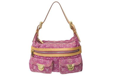 極美品 LOUIS VUITTON ルイヴィトン バギーPM ワンショルダーバッグ M95212 モノグラム デニム レザー ピンク 中古 4b000980
