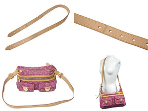 極美品 LOUIS VUITTON ルイヴィトン バギーPM ワンショルダーバッグ M95212 モノグラム デニム レザー ピンク 中古 4b000980