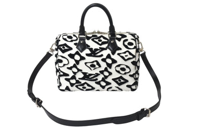 極美品 LOUIS VUITTON ルイヴィトン スピーディー バンドリエール25 M45563 タフテッドモノグラム ブラック ホワイト 中古 4b000984