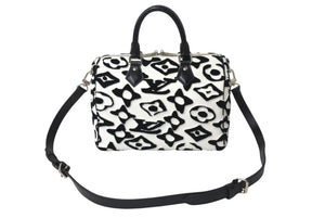 極美品 LOUIS VUITTON ルイヴィトン スピーディー バンドリエール25 M45563 タフテッドモノグラム ブラック ホワイト 中古 4b000984