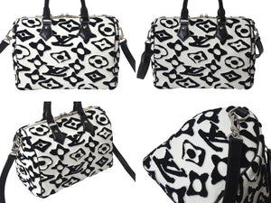 極美品 LOUIS VUITTON ルイヴィトン スピーディー バンドリエール25 M45563 タフテッドモノグラム ブラック ホワイト 中古 4b000984