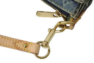極美品 LOUISVUITTON ルイヴィトン パウチィ ワンショルダーバッグ M95382 パッチワーク モノグラムデニム ブルー 中古 4b000990