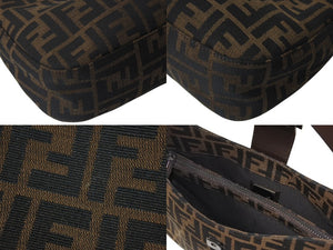 FENDI フェンディ マンマバケット ホーボー ワンショルダーバッグ 8BR036 ズッカ柄 キャンバス レザー ブラウン 美品 中古 4b000994