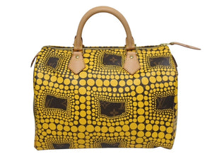 新品同様 LOUIS VUITTON ルイヴィトン スピーディ30 草間彌生 コラボ 2012年 M40692 パンプキンドット イエロー 中古 4b000997