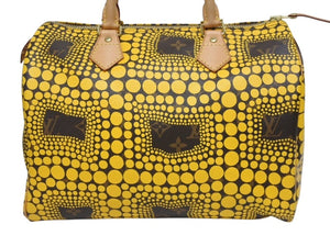 新品同様 LOUIS VUITTON ルイヴィトン スピーディ30 草間彌生 コラボ 2012年 M40692 パンプキンドット イエロー 中古 4b000997