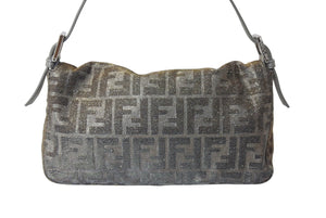 新品同様 FENDI フェンディ マンマバケット ワンショルダーバッグ 8BR600 ズッカ柄 ラインストーン ラメ シルバー ゴールド 中古 4b001002
