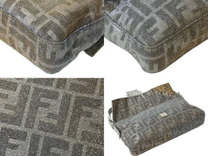 新品同様 FENDI フェンディ マンマバケット ワンショルダーバッグ 8BR600 ズッカ柄 ラインストーン ラメ シルバー ゴールド 中古 4b001002