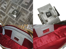 Load image into Gallery viewer, 新品同様 FENDI フェンディ マンマバケット ワンショルダーバッグ 8BR600 ズッカ柄 ラインストーン ラメ シルバー ゴールド 中古 4b001002