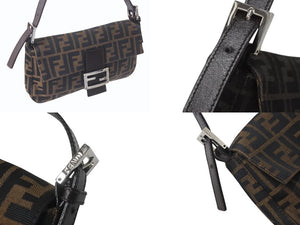 FENDI フェンディ マンマバケット ワンショルダーバッグ 26424 ズッカ柄 ブラウン シルバー金具 美品 中古 4b001007