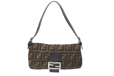 FENDI フェンディ マンマバケット ワンショルダーバッグ 26424 ズッカ柄 ブラウン シルバー金具 美品 中古 4b001023