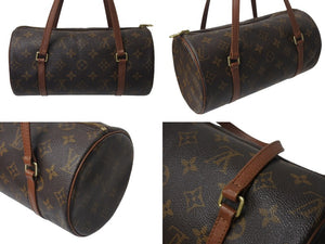 極美品 LOUIS VUITTON ルイヴィトン パピヨン26 ハンドバッグ M51386 モノグラム PVC レザー ブラウン ゴールド金具 中古 4b001025
