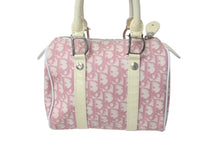 Load image into Gallery viewer, CHRISTIAN DIOR クリスチャンディオール トロッター ハンドバッグ ミニボストンバッグ BO D 0014 ホワイト ピンク 美品 中古 4b001026