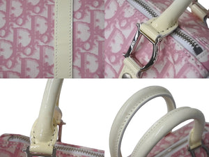 CHRISTIAN DIOR クリスチャンディオール トロッター ハンドバッグ ミニボストンバッグ BO D 0014 ホワイト ピンク 美品 中古 4b001026