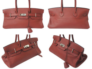 極美品 ゴルチェ期 HERMES エルメス ショルダーバーキン トリヨンクレマンス レッド □J刻印 ショルダーバッグ 中古 4b001028
