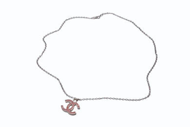 極美品 CHANEL シャネル ココマークネックレス 00C刻印 重量約5.1g ピンク シルバー メタル シルバー金具 中古 4b001044