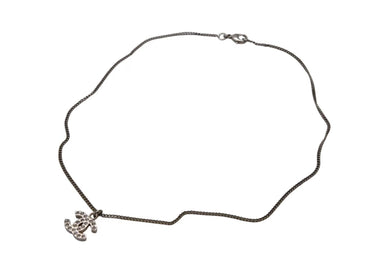 極美品 CHANEL シャネル ココマーク ネックレス アクセサリー メタル スクエアラインストーン シルバー 重量5.7g 中古 4b001052