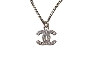 極美品 CHANEL シャネル ココマーク ネックレス アクセサリー メタル スクエアラインストーン シルバー 重量5.7g 中古 4b001052
