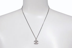 極美品 CHANEL シャネル ココマーク ネックレス アクセサリー メタル スクエアラインストーン シルバー 重量5.7g 中古 4b001052
