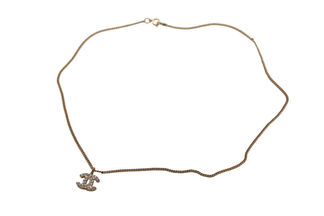 極美品 CHANEL シャネル ココマークネックレス 03A刻印 重量5.2g ゴールド メタル ラインストーン 中古 4b001053