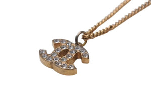 極美品 CHANEL シャネル ココマークネックレス 03A刻印 重量5.2g ゴールド メタル ラインストーン 中古 4b001053