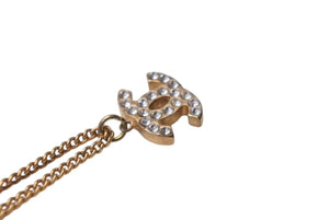 極美品 CHANEL シャネル ココマークネックレス 03A刻印 重量5.2g ゴールド メタル ラインストーン 中古 4b001053