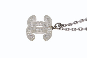 極美品 CHANEL シャネル クリアライトストーンココマークネックレス 06V刻印 重量約4.5 シルバー メタル ラインストーン 中古 4b001066
