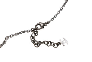 極美品 CHANEL シャネル クリアライトストーンココマークネックレス 06V刻印 重量約4.5 シルバー メタル ラインストーン 中古 4b001066