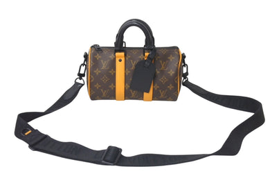LOUIS VUITTON ルイヴィトン モノグラムマカサー キーポル バンドリエール 25 M46687 ブラウン ブラック金具 美品 中古 4b001072