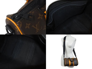 LOUIS VUITTON ルイヴィトン モノグラムマカサー キーポル バンドリエール 25 M46687 ブラウン ブラック金具 美品 中古 4b001072