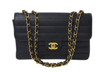 Load image into Gallery viewer, 極美品 CHANEL シャネル マドモアゼル ショルダーバッグ シングルフラップ ダブルチェーン キャビアスキン ブラック ゴールド金具 3番台 中古 4b001079