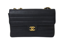 Load image into Gallery viewer, 極美品 CHANEL シャネル マドモアゼル ショルダーバッグ シングルフラップ ダブルチェーン キャビアスキン ブラック ゴールド金具 3番台 中古 4b001079
