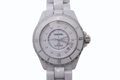 CHANEL シャネル J12 H1906 腕時計 セラミック 38mm 12Pダイヤ ホワイト 自動巻 白文字盤 美品 中古 4b001101
