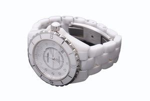 CHANEL シャネル J12 H1906 腕時計 セラミック 38mm 12Pダイヤ ホワイト 自動巻 白文字盤 美品 中古 4b001101