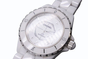 CHANEL シャネル J12 H1906 腕時計 セラミック 38mm 12Pダイヤ ホワイト 自動巻 白文字盤 美品 中古 4b001101
