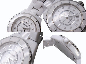 CHANEL シャネル J12 H1906 腕時計 セラミック 38mm 12Pダイヤ ホワイト 自動巻 白文字盤 美品 中古 4b001101