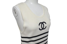 Load image into Gallery viewer, CHANEL シャネル ノースリーブ ニットワンピース サイズ38 ココマーク ボーダー アイボリー ヴィンテージ 美品 中古 4b001102