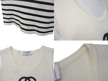 Load image into Gallery viewer, CHANEL シャネル ノースリーブ ニットワンピース サイズ38 ココマーク ボーダー アイボリー ヴィンテージ 美品 中古 4b001102