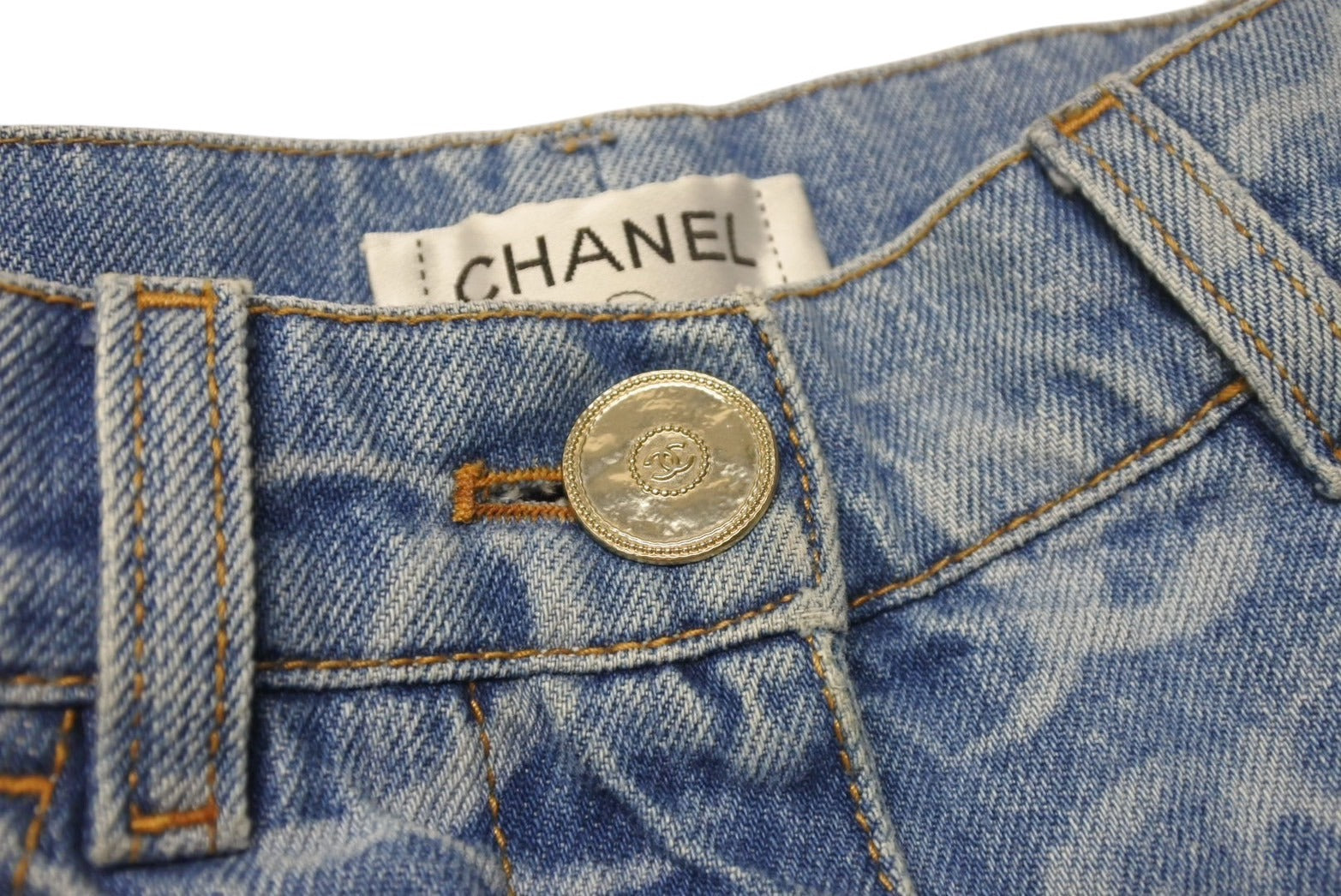 極美品 CHANEL シャネル ココマーク ワイドデニムパンツ