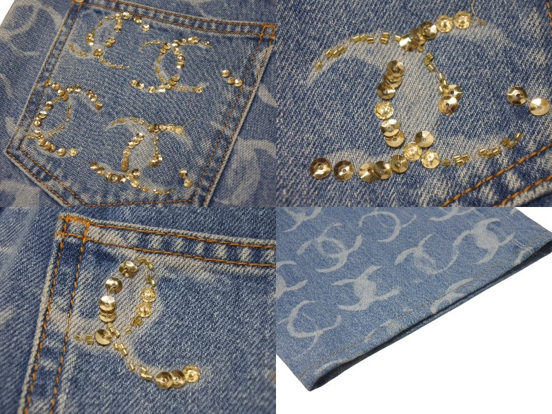 23AW⭐️極美品⭐️シャネル ココマーク総柄デニムパンツ