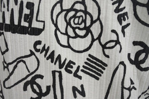 極美品 CHANEL シャネル タンクトップ ノースリーブ P61823V47215 サイズ36 グラフィティ ココマーク ホワイト ブラック 中古 4b001105